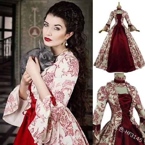 Medieval Victorian Palace Princess Dress Women Costume Vintage Long Sleeve lace Collar Lolita Dresses Cosplay Loli Cos
