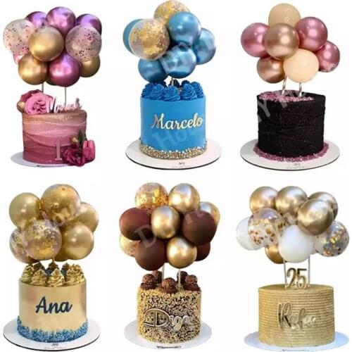 14pcs 5 Inch Metal Balloon Cake Topper Cloud Shape Confetti Balloons For Birthday Baby Shower Wedding Party Decor Home Supplies