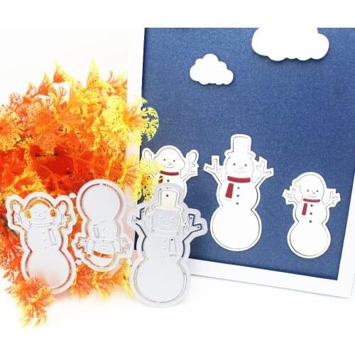 3Pcs Lovely Snowmen DIY Scrapbooking Photo Album Paper Card Craft Cute Embossing Metal Cut Die Stencils Scrapbooking