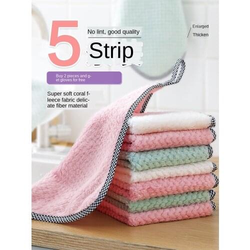 5 Article Dish Ca Zhuo Cloth Household Cleaning Kitchen Household Water-Absorbent Towel Linen Lint Not Contaminated with Oil