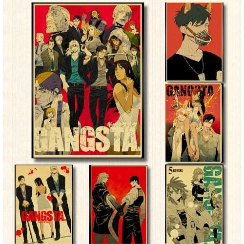 Anime GANGSTA Vintage Posters Home /Room /Bar Home Decor Comic Exhibition Display Wall Stickers Art Painting