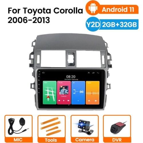 Car 2Din Android 11 Radio Multimedia Player For Toyota Corolla E140/150 2006 2007-2013 2Din Raido Support Reversing Camera OBD