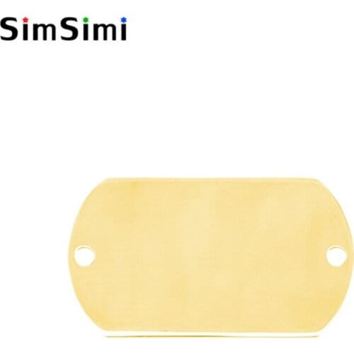 Simsimi Stainless steel 2 loop holes dog tag blank ID tags pendant Both sides mirror polished high quality wholesale 50pcs