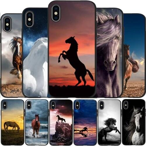 Running horse Black Silicone Phone Case For IPhone 12 Mini 11 Pro Max XR XS XSMax X 5 5S SE 2020 6 7 8 Plus TPU Cover