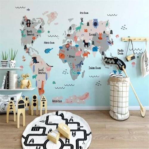 Cartoon world childrens room background wall professional making murals, wallpaper wholesale, custom poster photo wall