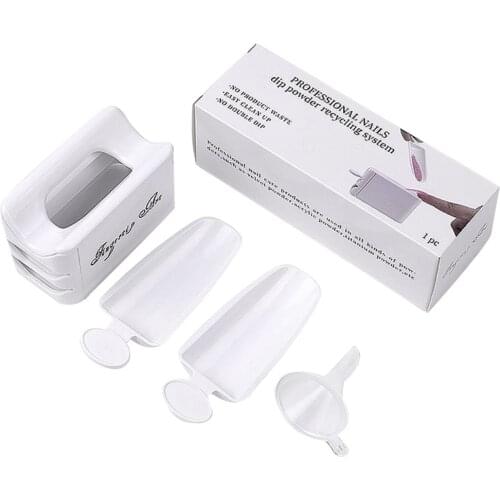 Nail Art Tool Storage Box Glitter Jewelry Box Manicure Double Powder Box Portable Infiltration Powder Container Powder Recovery