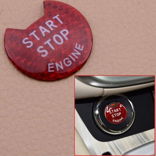 Red Car Plastic Carbon Fiber Style Engine Start Stop Push Button Trim Cover Fit for Infiniti Q50 Q60 Nissan Teana