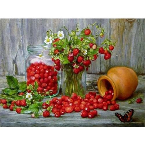 Fruit Kitchen DIY Embroidery 11CT Cross Stitch Kits Craft Needlework Set Printed Canvas Cotton Thread Home Wholesale