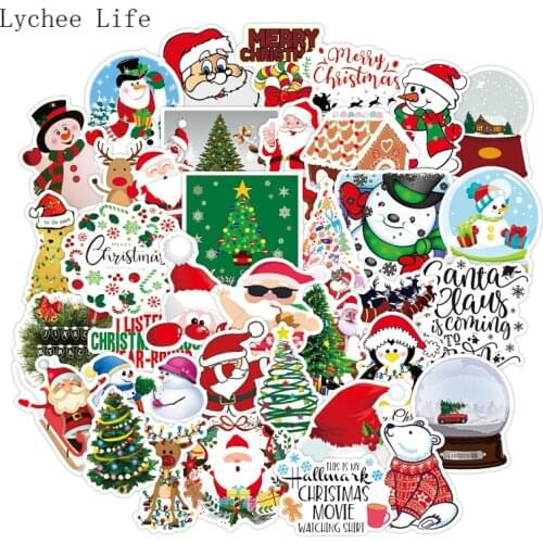 Lychee Life 100Pcs Christmas Day Festival Paper Sticker For Scrapbooking Album Notebook Diary Card Journal Stationary Sticker