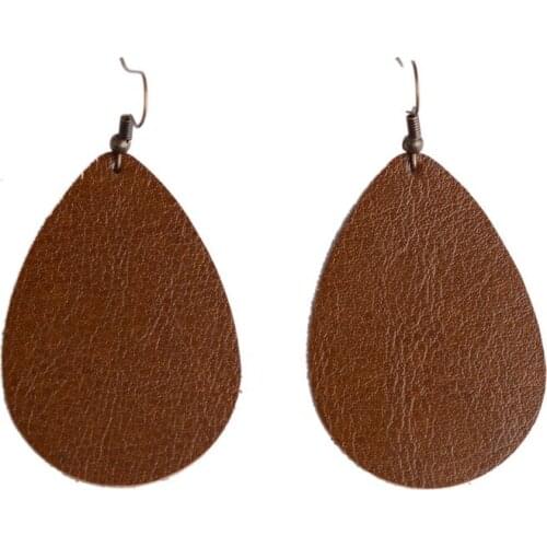 Rainbery Fashion Teardrop Leather Earrings Antique Looking Various Colors Leather Dangle Earrings JE0566