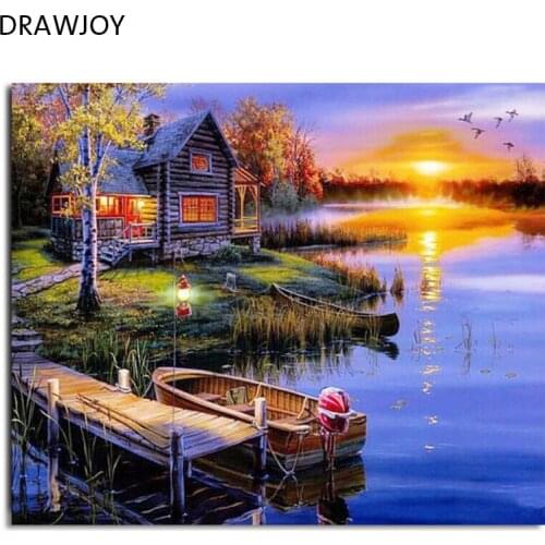 DRAWJOY Framed Painting & Calligraphy Landscape DIY Painting By Numbers Home Decor For Living Room GX5853 40*50cm