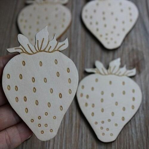Set of 50pcs 4in/10cm Wooden Strawberry Shape kids diy projects baby decoration room decorative wall