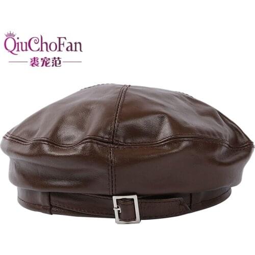 New Fashion Leather Cap Solid Beret Hat Women Cap Female Ladies Beanie Beret Girls Hat