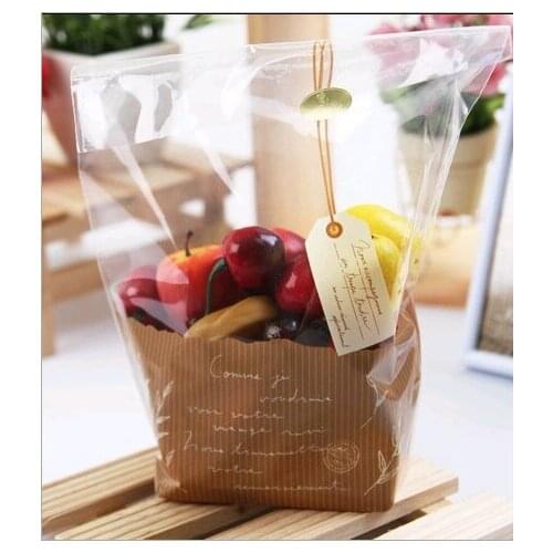 50pcs/lot-18*24+4cm Thickening Flat Pocket Gift Bag Biscuits Candy Snack Toast Bread Bag DIY Baking Packing Bags