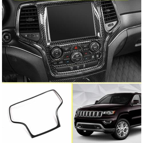Fit For Jeep Grand Cherokee 2014-2018 ABS Carbon Fiber Dashboard Navigation Cover Trim 1pcs