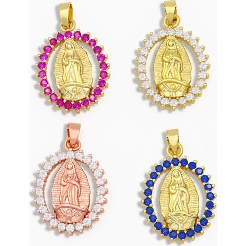 OCESRIO DIY Muticolor Virgin Mary Pendant Decoration For Crystal Peace Pendant CZ Nacklace Jewelry virgen de guadalupe pdta019