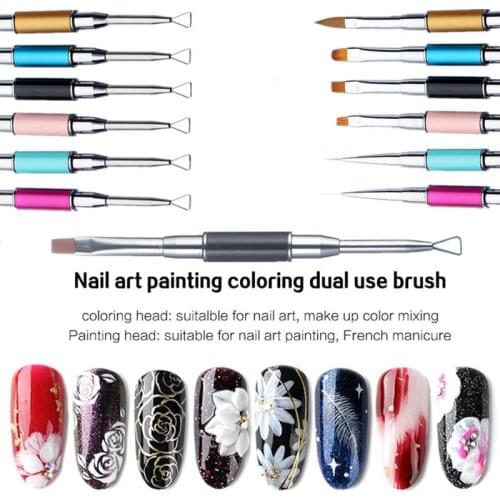 Dual Professional Salon Home Extension Gel Double Head Nail Painting Pen Brush