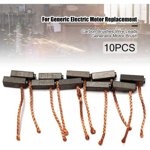 10pcs/Set 5mm x 6mm x 14mm Carbon Brushes Wire Leads Generator Motor Brush For Generic Electric Motor Replacement