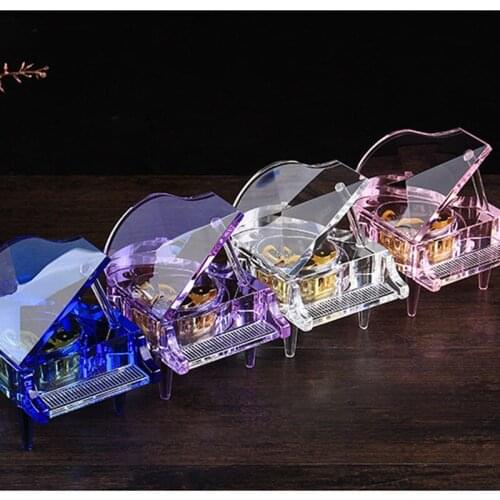 Nordic Crystal Piano Statue Crystal Music Box Home Office Decoration Wedding Parts Ornaments Christmas Gifts