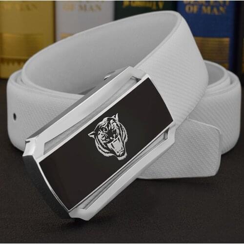 High Quality white belt men luxury famous tiger Buckle black fashion genuine leather designer Waist Strap popular ceinture homme