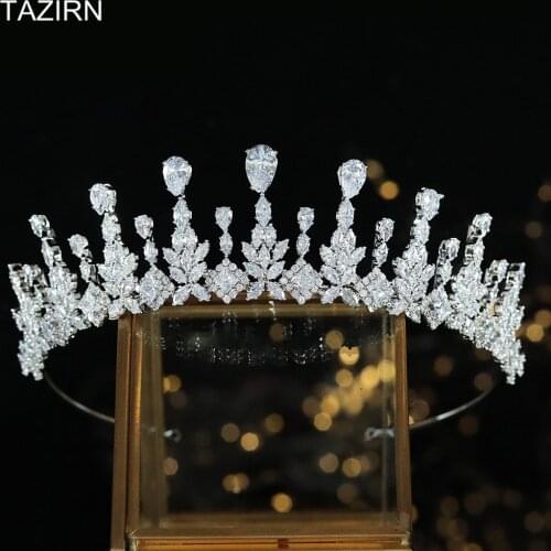 New CZ Tiaras Bridal Crowns Fashion Cubic Zirconia Hair Accessories Women Gifts Birthday Party Headpiece Sweet Crystal Jewelry
