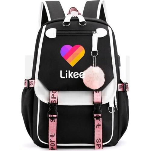 3D Printed Likee Video App Backpack Women Russia Likee App Bag Softback Bookbag Likee Schoolbag Zipper Laptop Black Backpack