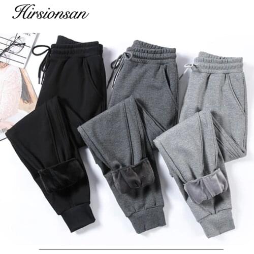 Hirsionsan Winter Thicken High Waisted Women Pants 2020 New Loose Warm Harem Pants Soft Sport Style Trousers Causal Sweatpants