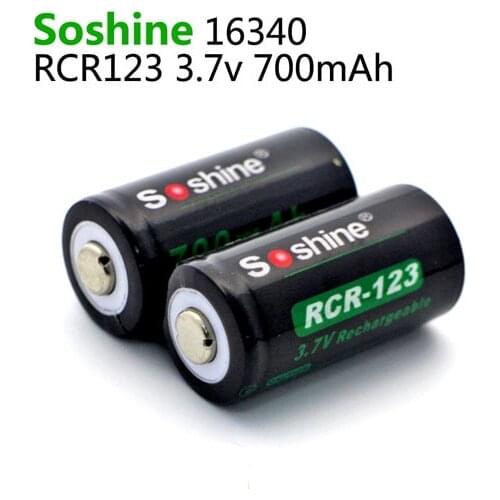 2pc/set Soshine 3.7V 16340 700mAh Lithium Rechargeable Battery RCR123 Li-ion Battery + Battery Case Storage Box