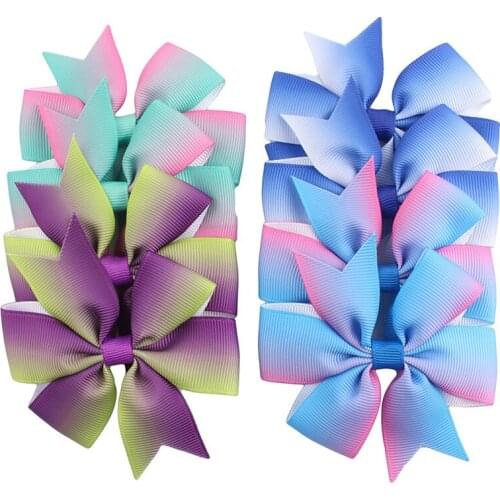 4Pcs/Lot New Fashion Handmade Boutique Multi - color geometric design Hair Bow Alligator Clip Kids Girls Hair Accessories
