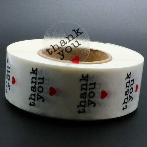 500pc/Roll Transparent thank you Label sealing wedding stickers DIY Favours Christmas