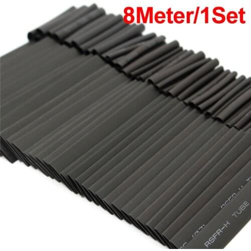 8 Meter/set 2:1 Black Heat Shrink Tube 1 2 3 4 5 6 8 10mm Heat Shrink Tubing DIY PVC Tube 10mm Termoretractil Sleeving Connector