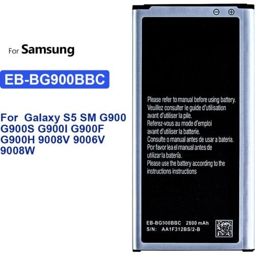 For Samsung S5 Battery For Galaxy S 5 SM G900 G900S G900I G900F G900H 2800mAh EB-BG900BBE Replacement Battery EB BG900BBE