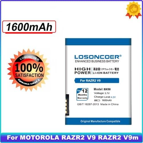 LOSONCOER 1600mAh BX50 High Quality Mobile Phone Battery for MOTOROLA RAZR2 V9 RAZR2 V9m Q9 Q9m Q9h Battery