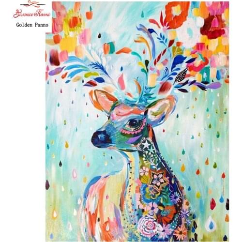DIY 5D diamond embroidery,3D diamond painting,Diamonds mosaic,Full round Rhinestones Colorful deer cross stitch,Christmas decor
