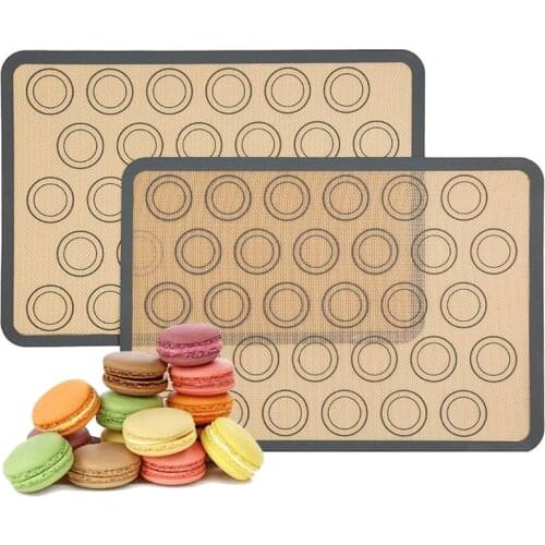 2pcs Non Stick Silicone Dough Macaroon Tray Oven Baking Fondant Pastry Mould Sheet Mat Pad