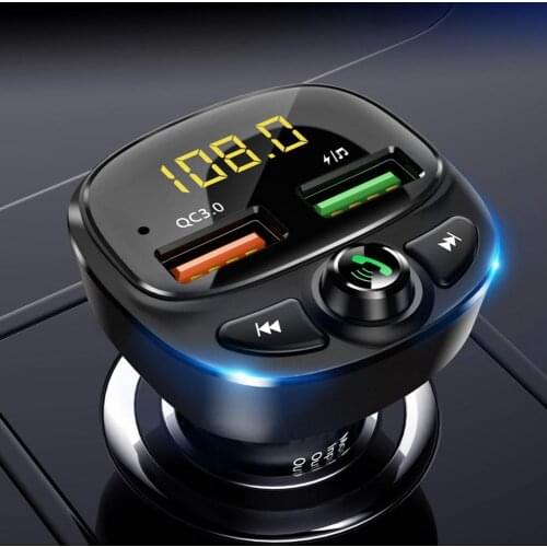 Car Bluetooth Adapter LED Digital Display Dual USB Fast Charger Car Cigarette Lighter QC3.0 Car Fast Charger 2021