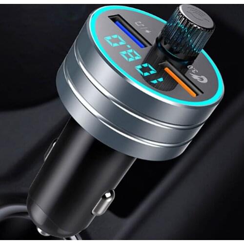 Car Bluetooth 5.0 Mp3 Handsfree Dual USB Player QC3.0 Charger Car Audio FM Transmitter U Disk Music Play Car Kit With LED Lights