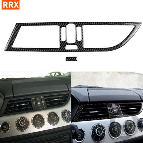 For BMW Z4 E89 2009-2015 Carbon Fiber Center Dashboard Air Conditioning Vent Outlet Frame Cover Sticker Interior Car Accessories