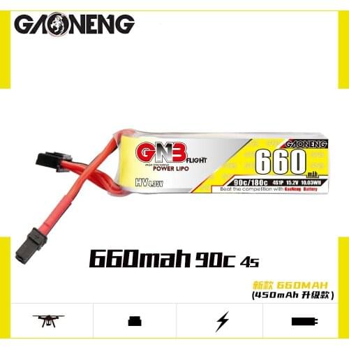 GAONENG GNB 4S 660mAh 15.2V 90C HV Lipo Battery with XT30 Plug for Beta85X Whoop Quadcopter FPV Racing Drone RC Parts
