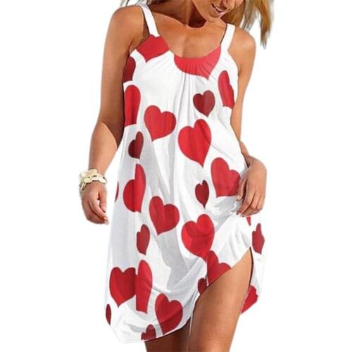 80%HOTBohemian Women Sling Dress Sleeveless Printed Above Knee Loose Dress for Spring/Summer
