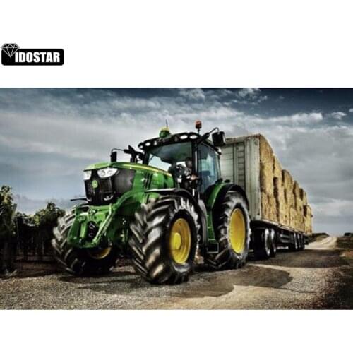 IOOSTAR Full Square/Round Drill 5D DIY Diamond Painting "Tractor farm" Embroidery Cross Stitch 5D Home Decor Christmas Gift