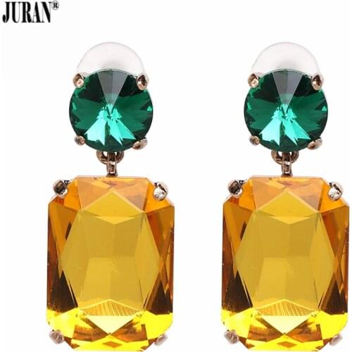 JURAN Hot Fashion 2018 Geometric Crystal Statement Earrings Luxury Bridal Women Maxi Dangle Earrings Christmas Gift Jewelry