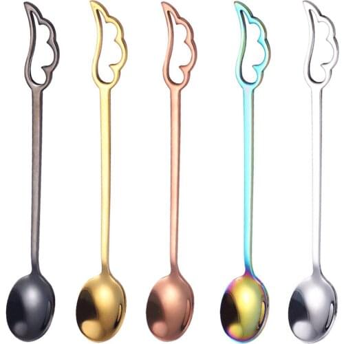Stainless Steel Coffee Spoon Long Handle Tea Spoons Kitchen Hot Drinking Flatware Ice Cream Dessert Spoons Cutlery for Christmas