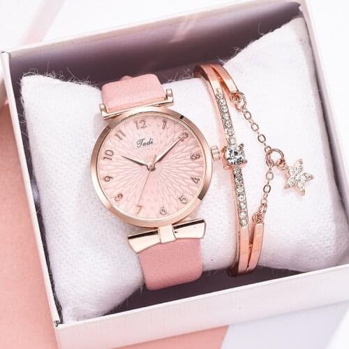 Casual Womans Watch Bracelet-Set Designed Leather Quartz Female Watches Ladies Wristwatches Women Clock Dropship zegarek damski