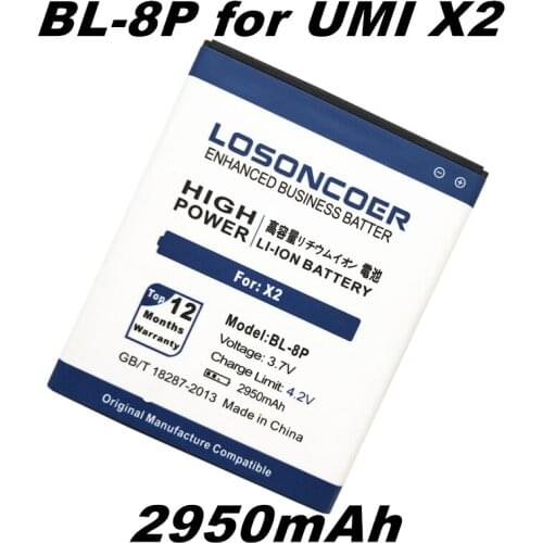 LOSONCOER 2950mAh BL-8P For UMI X2 VOTO X2 V5 S5002 DNS BL 8P BL8P Good Quality Mobile Phone Battery