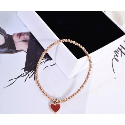 YUN RUO Fashion Stretchy Heart Bracelet Double Sides Woman Chain Gift Rose Gold Color Fashion Stainless Steel Jewelry Never Fade