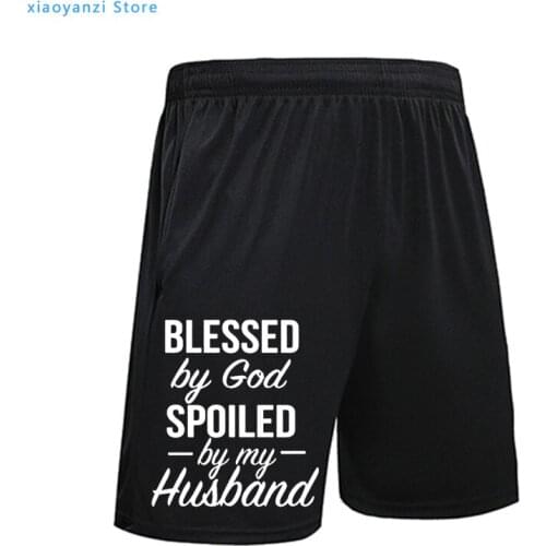 Jesus Shorts God men Hubby Wifey Church Sweatshort Blessed By God Spoiled By My Husband Women Tshirts Casual Slogan Tees-J087