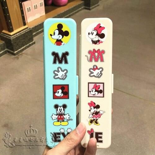 Discany Cartoon Cute Mickey Minnie Stainless Steel Spoon Chopsticks Cutlery Set with Free Shipping