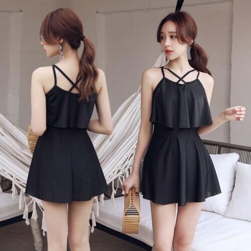 2021 New Korean Sexy Swimwear Women Vintage One Piece Swimsuit Female Monokini Bathing Suit Beachwear Swimskirt