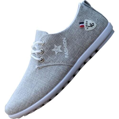 New Mens Shoes Lace-up Canvas Casual Shoes For Men Autumn Outdoor Walking Footwear Breathable Linen Surface Flats Shoes Loafers